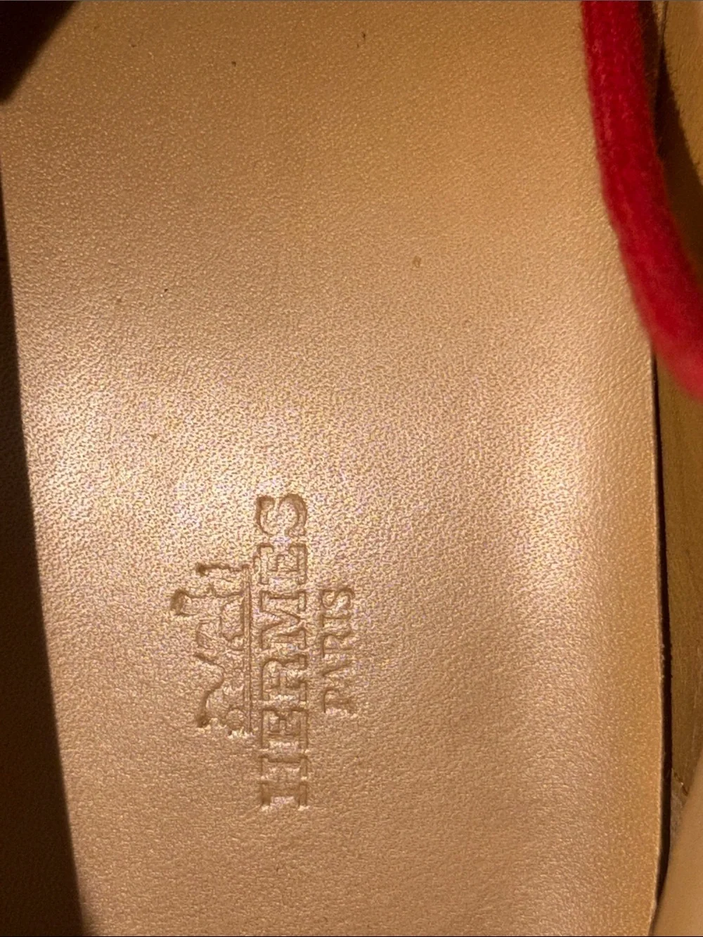 Genuine Hermes Men's Brown Suede Lace-Up Boot with Red Laces